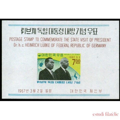 Corea del Sur South Korea HB 127 1967 Visita del Presidente Lübke MNH