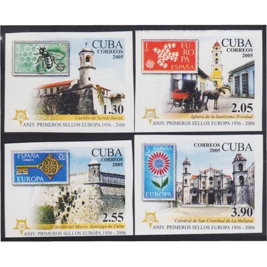Cuba 4275B/78B 2005 50 Años de la primera Emisión del tema Europa Sin dentar MNH Cuba 4275B/78B 2005 50 Años de la primera Emisión del tema Europa Sin dentar MNH