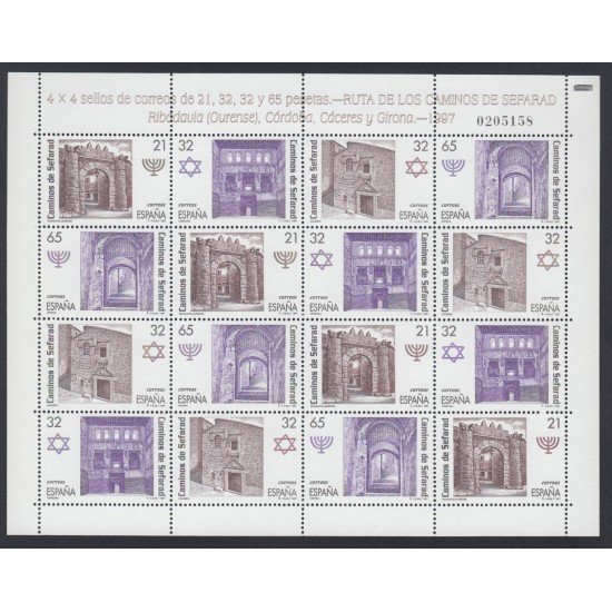 España Spain 3520/23 1997 Camino de Sefarad Minihojita de 4 Series MNH España Spain 3520/23 1997 Camino de Sefarad Minihojita de 4 Series MNH