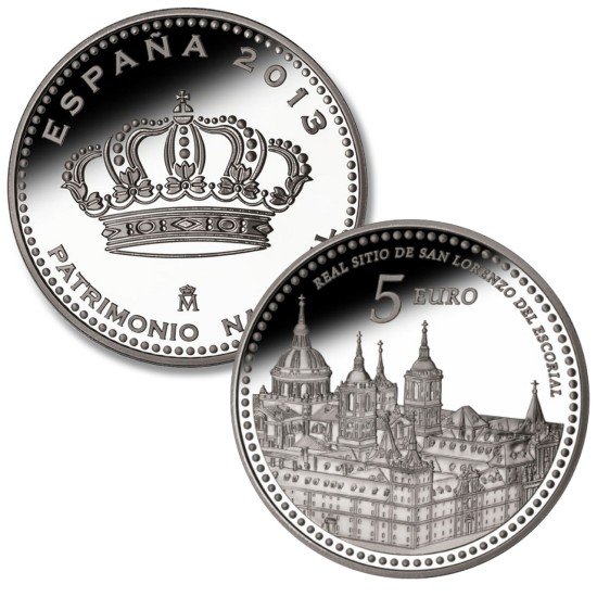 España Spain 2013 5 euros San Lorenzo del Escorial Plata Ag España Spain 2013 5 euros San Lorenzo del Escorial Plata Ag