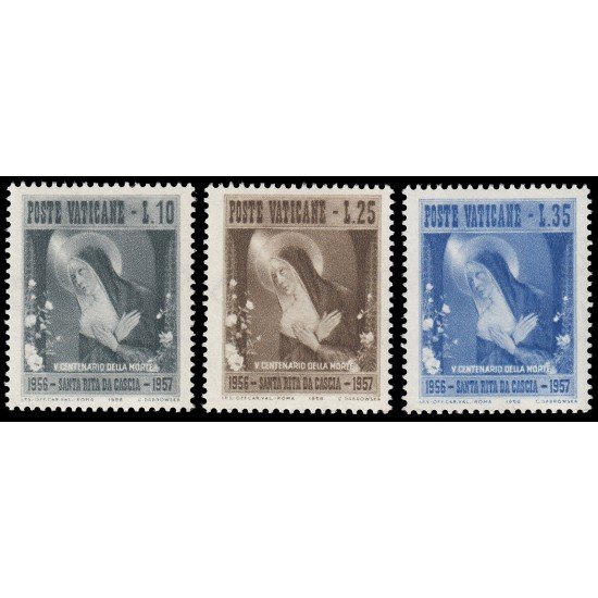 Vaticano 227/29 1956 V Cent. muerte Sta. Rita MNH Vaticano 227/29 1956 V Cent. muerte Sta. Rita MNH
