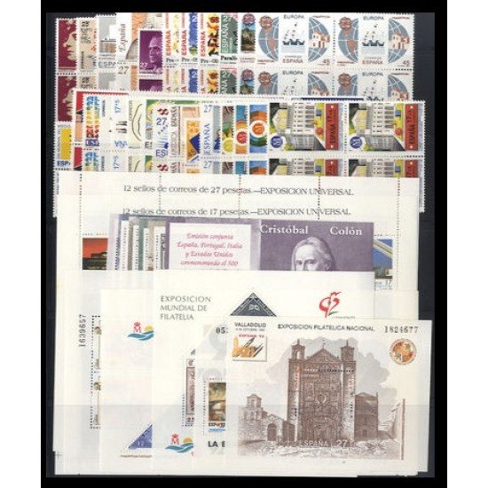 España Spain Año completo Year Complete 1992 Bl.4 MNH España Spain Año completo Year Complete 1992 Bl.4 MNH