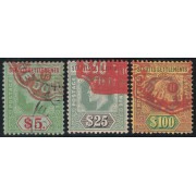 Malasia 134/36 1907/1911 5$, 25$, 100$ Eduardo VII 