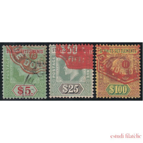 Malasia 134/36 1907/1911 5$, 25$, 100$ Eduardo VII 