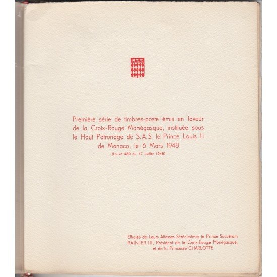 Monaco HB 3A/3B 1949 Libro original de la PTT Cruz Roja Monegasca