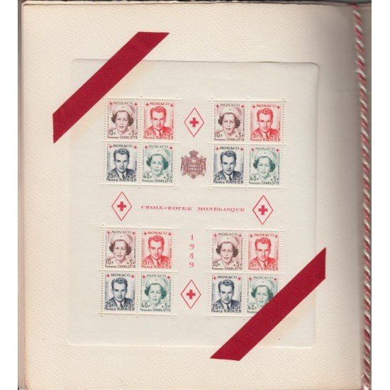 Monaco HB 3A/3B 1949 Libro original de la PTT Cruz Roja Monegasca