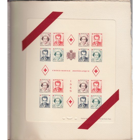 Monaco HB 3A/3B 1949 Libro original de la PTT Cruz Roja Monegasca