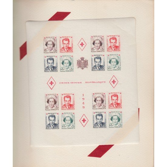 Monaco HB 3A/3B 1949 Libro original de la PTT Cruz Roja Monegasca