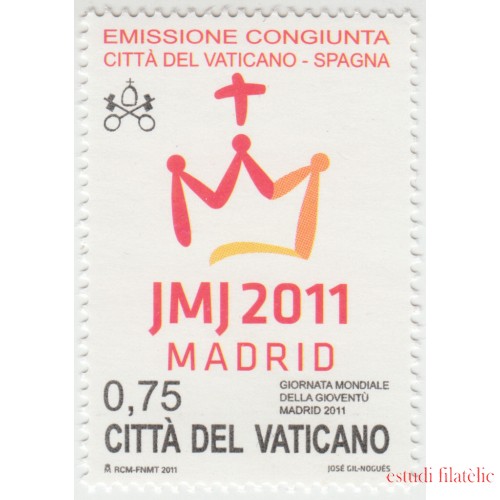 España Spain Emisión Conjunta 2011 Vaticano-España Jornadas Juventud MNH