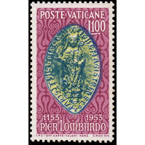 Vaticano 191 1953 Centenario muerte Pier Lombardo MNH Vaticano 191 1953 Centenario muerte Pier Lombardo MNH