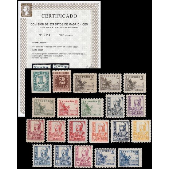España Spain 814/31 + 816A/B/23A 1937-40 Cifras, Cid e Isabel MNH España Spain 814/31 + 816A/B/23A 1937-40 Cifras, Cid e Isabel MNH