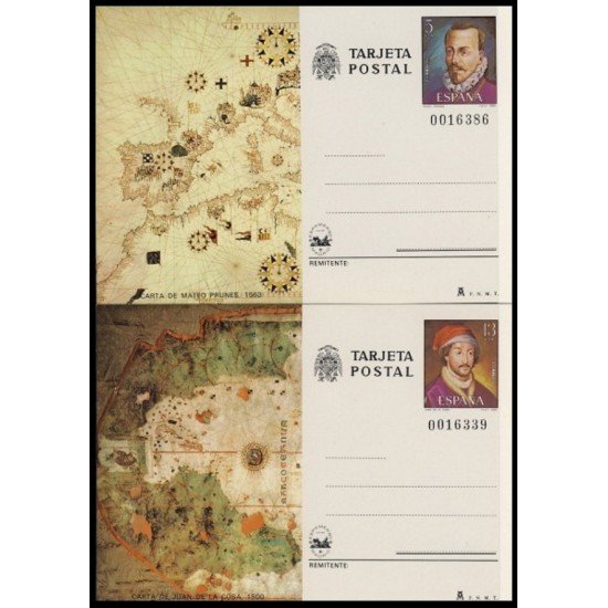 España Spain Entero Postal ( tarjeta ) 121/22 Espamer 1980 Mateo Prunes Juan de la Cosa