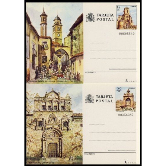 España Spain Entero Postal ( tarjeta ) 127/28 Turismo 1982 Albacete Toledo España Spain Entero Postal ( tarjeta ) 127/28 Turismo 1982 Albacete Toledo