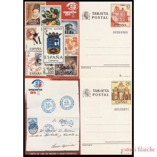 España Spain Entero Postal ( tarjeta ) 135/36 1984 Exposición Mundial de Filatelia
