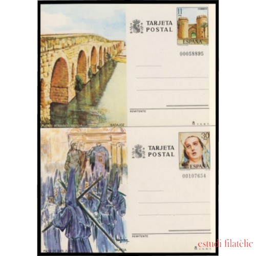 España Spain Entero Postal ( tarjeta ) 137/38 1984 Turismo Badajoz Murcia 