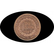Francia France 20 francos franceses 1893 Moneda Oro Au Francia France 20 francos franceses 1893 Moneda Oro Au