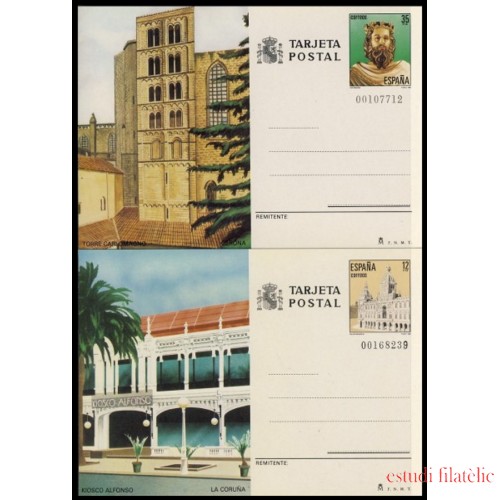 España Spain Entero Postal ( tarjeta ) 139/40 1985 Turismo La Coruña Girona 