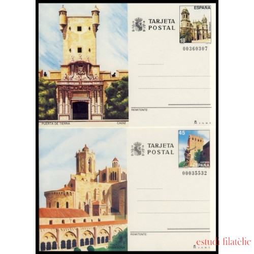 España Spain Entero Postal ( tarjeta ) 145/46 1988 Turismo Cádiz Tarragona