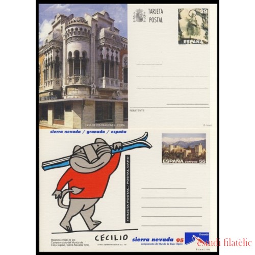 España Spain Entero Postal  ( tarjeta ) 157/58 1994 Turismo Ceuta Granada Sierra Nevada Esquí