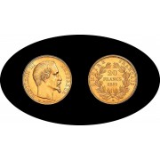 Francia France 20 francos 1855 Napoleón III Bonaparte Oro Au