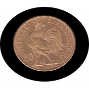 Francia France 20 francos franceses 1909 Moneda Oro Au Francia France 20 francos franceses 1909 Moneda Oro Au