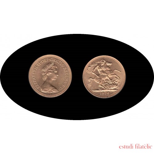 Gran Bretaña Great Britain Sovereign Soberano Libra inglesa 1976 Elisabeth VII oro Au