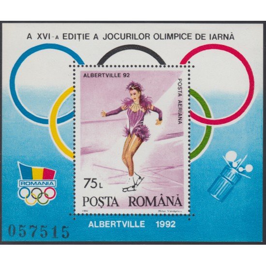 Rumanía Romania HB 215 1992 JJOO Winter Games Deportes patinaje MNH Rumanía Romania HB 215 1992 JJOO Winter Games Deportes patinaje MNH