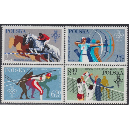 Polonia Poland 2491/94 1980 JJOO Moscú Olympic games - Sports Horse, tiro ... Polonia Poland 2491/94 1980 JJOO Moscú Olympic games - Sports Horse, tiro ...