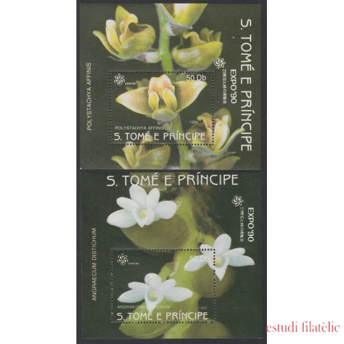 Santo Tomás y Príncipe HB 84/85 1990 Expo 90 Osaka Flora Flowers Orquídeas MNH                                                                                 