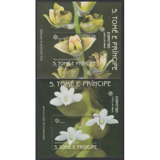 Santo Tomás y Príncipe HB 84/85 1990 Expo 90 Osaka Flora Flowers Orquídeas MNH Santo Tomás y Príncipe HB 84/85 1990 Expo 90 Osaka Flora Flowers Orquídeas MNH