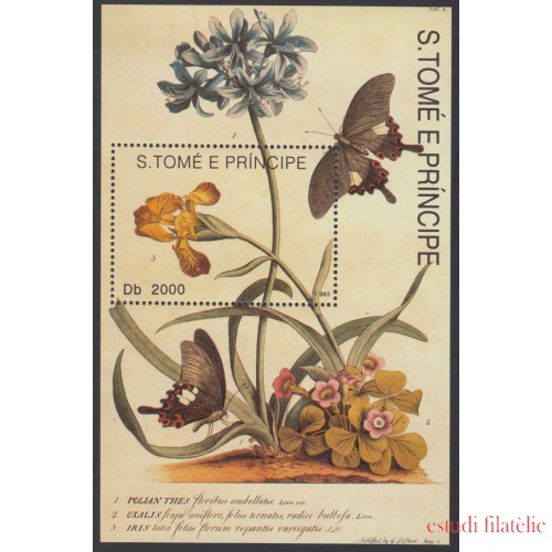 Santo Tomás y Príncipe HB 140 1993 Fauna y Flora Flores Mariposas Flowers MNH 