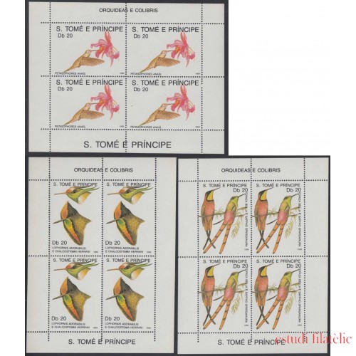 Santo Tomás y Príncipe 943/45 Bl.4 1989 Fauna Colibrí Humming bird MNH 