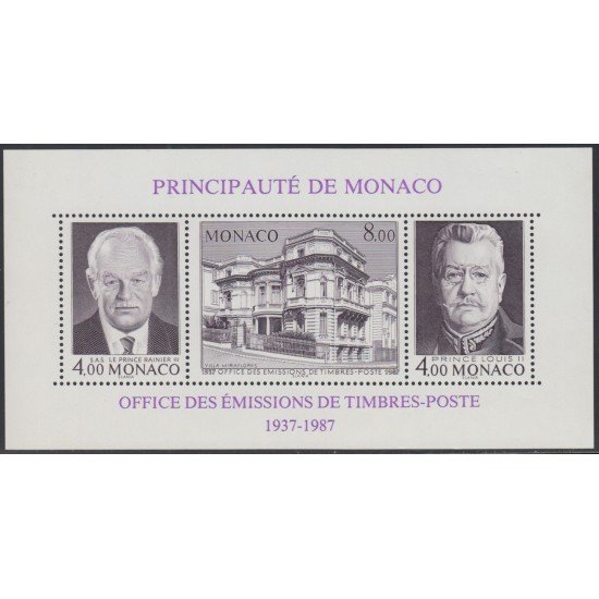 Monaco HB 39 1987 50º Aniv. de la OETP Efigies principescas Oficina postal MNH Monaco HB 39 1987 50º Aniv. de la OETP Efigies principescas Oficina postal MNH