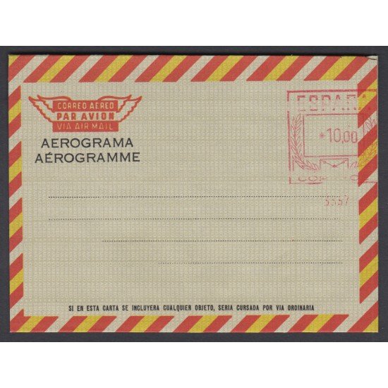 España Aerograma 112 1974/75 Bicolor Franqueo mecánico previamente impreso