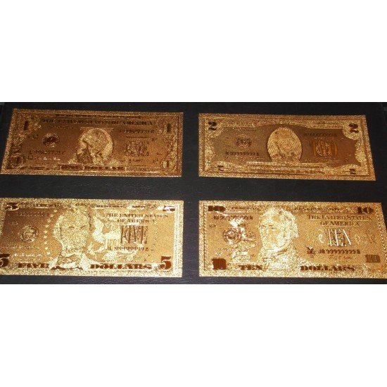 Billetes Bañados en Oro 24k United States Estados Unidos de 1$ a 100$ Billetes Bañados en Oro 24k United States Estados Unidos de 1$ a 100$