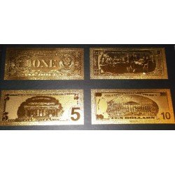 Billetes Bañados en Oro 24k United States Estados Unidos de 1$ a 100$ Billetes Bañados en Oro 24k United States Estados Unidos de 1$ a 100$