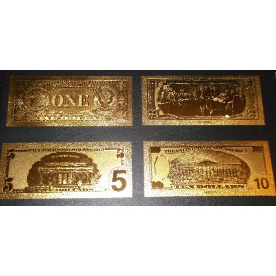 Billetes Bañados en Oro 24k United States Estados Unidos de 1$ a 100$ Billetes Bañados en Oro 24k United States Estados Unidos de 1$ a 100$