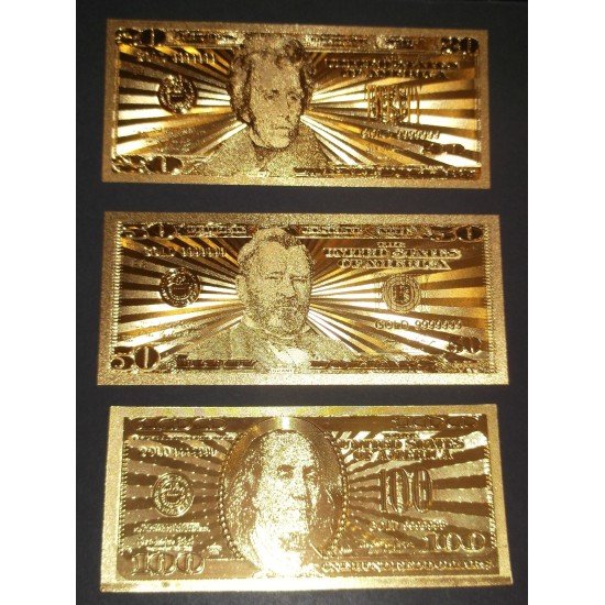 Billetes Bañados en Oro 24k United States Estados Unidos de 1$ a 100$ Billetes Bañados en Oro 24k United States Estados Unidos de 1$ a 100$