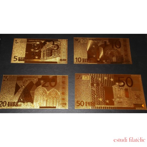 Billetes Bañados en Oro 24k European Unión Unión Europea de 5€ a 500€