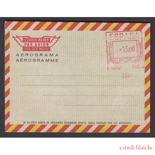 España Aerograma 115 1974/75 Bicolor Franqueo mecánico previamente impreso