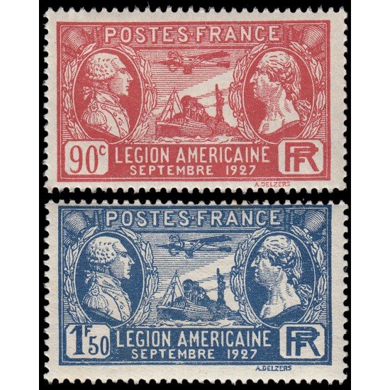 France Francia 244/45 1927 Visita de la Legión Americana MNH France Francia 244/45 1927 Visita de la Legión Americana MNH