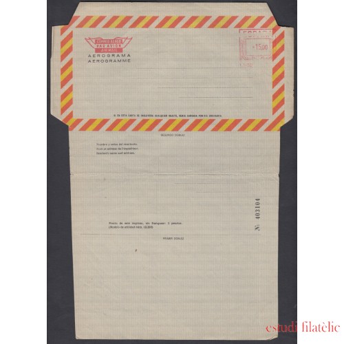 España Aerograma 126A 1977/79 Bicolor Franqueo mecánico previamente impreso