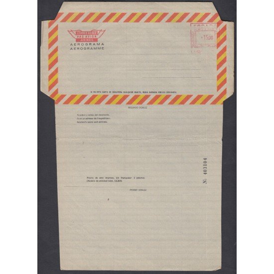 España Aerograma 126A 1977/79 Bicolor Franqueo mecánico previamente impreso