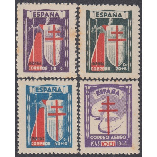 España Spain 970/73 1943 Pro Tuberculosos Sombras MH España Spain 970/73 1943 Pro Tuberculosos Sombras MH