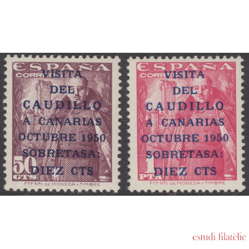 España Spain 1088/89 1951 General Franco Viaje Caudillo a Canarias MNH