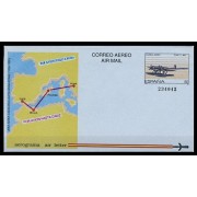 España Aerograma 214 1989 Línea aérea Cadiz Melilla Polinesia Roma Avión Plane 