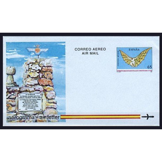 España Aerograma 218 1993 II Cent intento vuelo Diego Marín Aguilera España Aerograma 218 1993 II Cent intento vuelo Diego Marín Aguilera