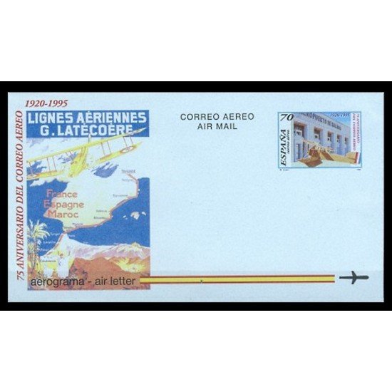 España Aerograma 220 1995 75 º Aniv. correo aéreo Lignes aériennes  G Latécoère