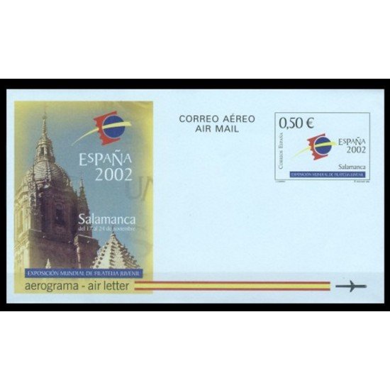 España Aerograma 225 2002 Exposición Mundial Filatelia Juvenil Salamanca