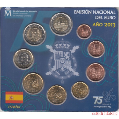 España Spain 2013 Cartera Oficial Euros € + moneda 2€ Conm. Monasterio de El Escorial  FNMT